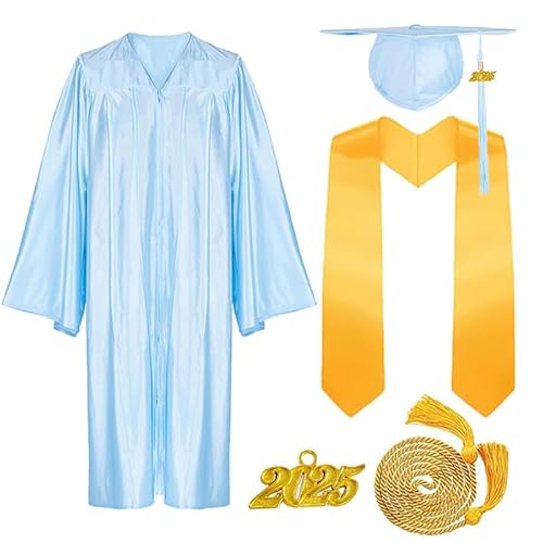 JOAAZAR Abschluss Talar mit Hut 2025 Absolventen Robe Graduation Robe und Hut Bachelor Uni Master Kostüm Geschenke Absolventen Akademischer Herren Damen für Abschlussfeier von JOAAZAR