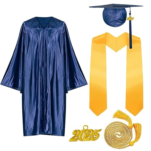 JOAAZAR Abschluss Talar mit Hut 2025 Absolventen Robe Graduation Robe und Hut Bachelor Uni Master Kostüm Geschenke Absolventen Akademischer Herren Damen für Abschlussfeier von JOAAZAR