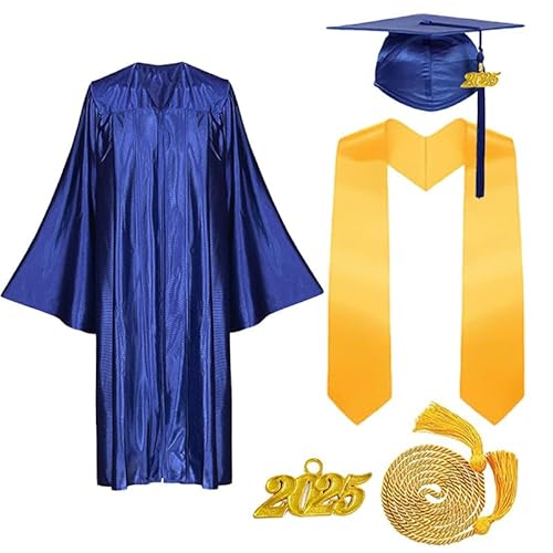 JOAAZAR Abschluss Talar mit Hut 2025 Absolventen Robe Graduation Robe und Hut Bachelor Uni Master Kostüm Geschenke Absolventen Akademischer Herren Damen für Abschlussfeier von JOAAZAR