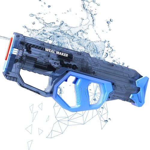 Automatische elektrische Wasserpistole für Kinder, Spritzpistole Spielzeug Reichweite von 8-10m, Transparent Waterproof Water Blaster für Jungen Mädchen 8+ (Marineblau) von JOCUND PLANET