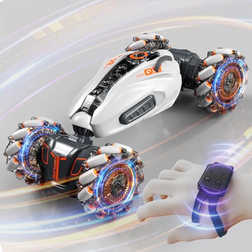 JOCUND PLANET Auto RC Stunt Car Für Kinder, Ferngesteuertes mit Licht und Sprühen, 4WD Drift Car Spielzeug 2,4 GHz 360° Drehung Ferngesteuertes, Geschenke Für Kinder 6/7/8/9/10/11/12 Jahre (grau) von JOCUND PLANET