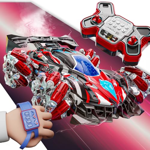 JOCUND PLANET Ferngesteuertes Auto, RC Stunt Car für Kinder, 2.4GHz 4WD Gesture Sensing Remote Control Car mit Musik & Licht, Kinder Spielzeug ab 6 7 8 9 10 11 12 Jahre Junge Mädchen (Rot) von JOCUND PLANET