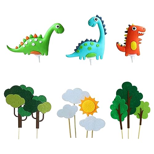 JOCXZI Dino Tortendeko - 12Pcs Dinosaurier Alles Gute zum Geburtstag Cake Topper, tortendeko Dinosaurier, Dinosaurier Geburtstag Kuchen Dinosaurier Kuchenaufsatz Tortendeko Kuchen Topper für Kinder von JOCXZI