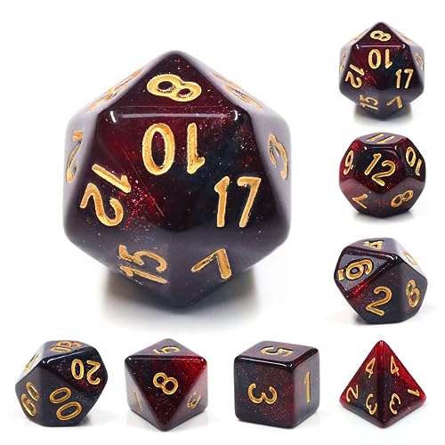 JOCXZI Fuchsia Dice Polyhedral & RPG Dice D&D Dice Set für Dungeon und Dragons, D&D, Rollenspiele, Pathfinder, Brettspiele, polyedrische Würfel (7 Pieces) von JOCXZI