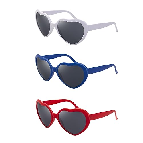 JOCXZI Herzbrille Effekt, Lustige Brillen,Herzförmige Sonnenbrille,3D Heart Glasses Beugungs Brille,für Fasching Musikfestivals Party Bar Feuerwerk Musik,3 Stücke von JOCXZI