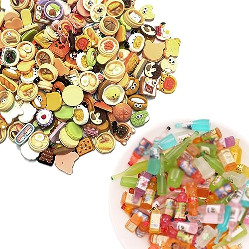 JOCXZI Mini Essens und Getränkemodelle(50 pcs),Teile Spielzeug Essen,Rollenspielspielzeug für Kinder, Küchenzubehör für Kinder,Heimwerkerbedarf, vorgetäuschte Küchenaccessoires (zufällige Stile) von JOCXZI