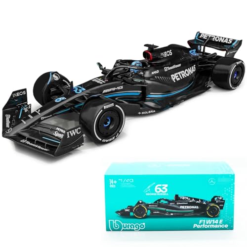 JODIYAAH 1/43 Bburago 1:43 Mercedes-AMG Petronas F1 Team W14 2023 44# Lewis Hamilton F1 63# George Russell Alloy Car Die Cast Model Collection Gift (W14 63# W/Driver) von JODIYAAH