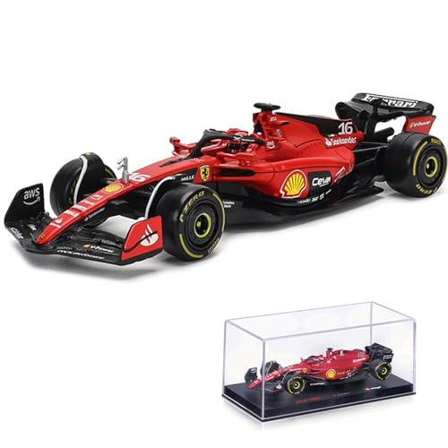 JODIYAAH Bburago 1/43 F1 2023 SF23 16# Charles Leclerc Scuderia Ferrari SF23 55# Carlos Sainz Legierung Auto Druckguss Auto Modell Sammlung Geschenk (1/43 SF23 16# W/Helm) von JODIYAAH