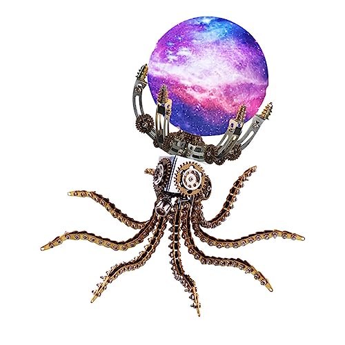 JOENI 3D Metall Puzzle Mechanische Octopus Modell Bausatz mit Lampe, 1060 Teile DIY Metall Mechanische Puzzle Laserschnitt Modell Dekorationen Geschenk von JOENI