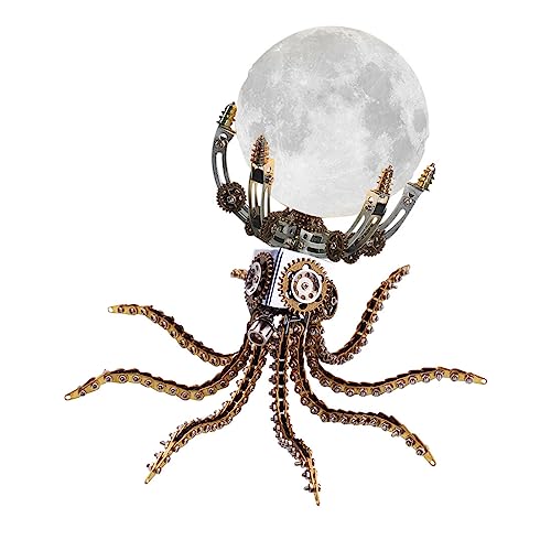 JOENI 3D Metall Puzzle Mechanische Octopus Modell Bausatz mit Lampe, 1060 Teile DIY Metall Mechanische Puzzle Laserschnitt Modell Dekorationen Geschenk von JOENI