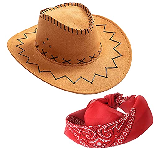 JOERBABU Cowboyhut, Hut, Bandanas, Junggesellinnenabschied, Westernparty, Hüte, Reisen, Cowgirl-Hut, Frauenhut, Cosplay von JOERBABU