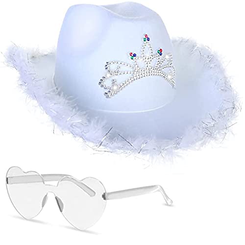 JOERBABU Cowboyhut, Hut, Brille, Bandana, Junggesellinnenabschied, Bandana, Brautparty, Hut für Damen, Brautkostüm von JOERBABU