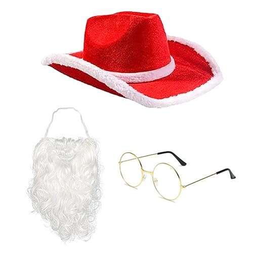 JOERBABU Cowboyhut, Weihnachtsmann-Anzug, Bart Brille, Bandana, Handschuhe, Gürtel, Foto-Requisiten, Weihnachtsfeier, Coaplay, Weihnachtsmann von JOERBABU