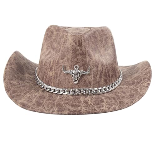 JOERBABU Cowboyhut, modischer Wildlederhut für Damen und Herren, Unisex, mit Metall, atmungsaktiv, sonnenfest, Reise-Fedoras von JOERBABU