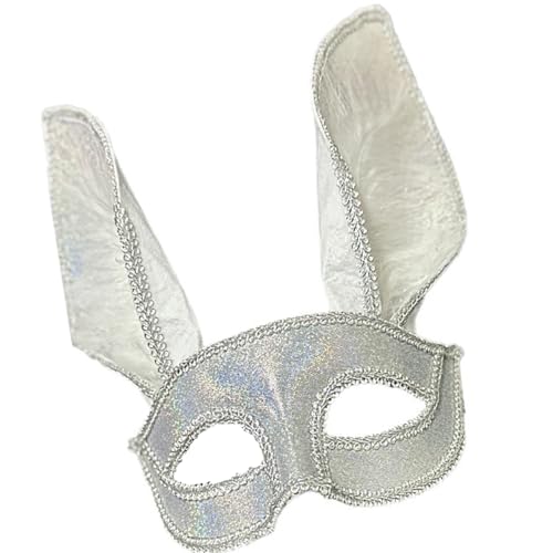 JOERBABU Elegante Kaninchen, halbes Gesicht für Maskerade, Halloween-Kostümpartys, mit weichem Band, Hasenohren, Augenmaske von JOERBABU