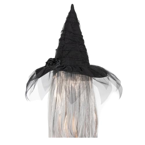 JOERBABU Halloween Hexenhut mit schwarzer Blume Party Zauberer Hut Unisex spitze Hexenkappen Erwachsene Frauen Cosplay Kostüm Kopfbedeckung von JOERBABU