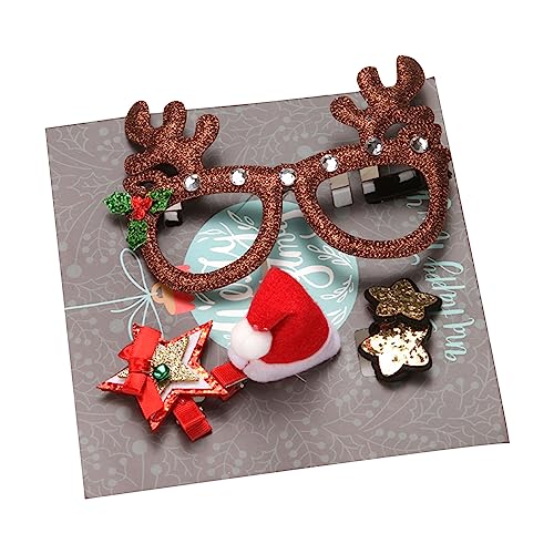 JOERBABU Weihnachts-Haarschmuck mit Weihnachtsmann-Brille, Festival-Party, Haarnadel, Geweih, Haarspange, Cosplay-Kostüm, Kopfschmuck, Geschenk-Set von JOERBABU