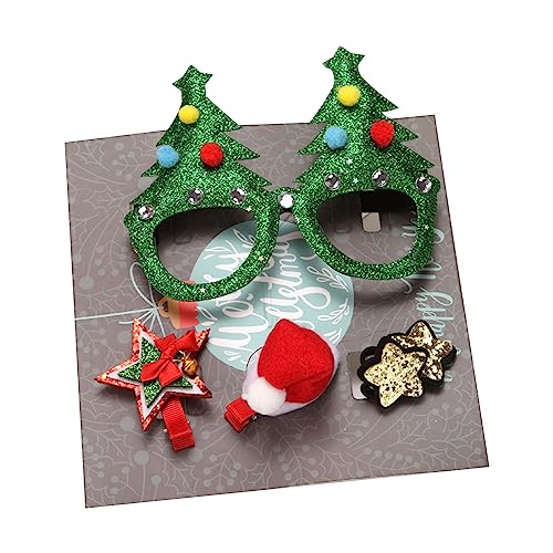 JOERBABU Weihnachts-Haarschmuck mit Weihnachtsmann-Brille, Festival-Party, Haarnadel, Geweih, Haarspange, Cosplay-Kostüm, Kopfschmuck, Geschenk-Set von JOERBABU