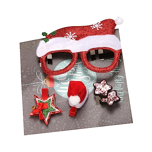 JOERBABU Weihnachts-Haarschmuck mit Weihnachtsmann-Brille, Festival-Party, Haarnadel, Geweih, Haarspange, Cosplay-Kostüm, Kopfschmuck, Geschenk-Set von JOERBABU