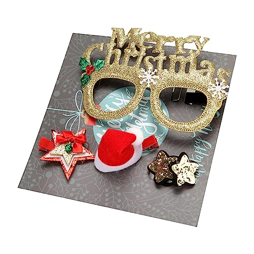 JOERBABU Weihnachts-Haarschmuck mit Weihnachtsmann-Brille, Festival-Party, Haarnadel, Geweih, Haarspange, Cosplay-Kostüm, Kopfschmuck, Geschenk-Set von JOERBABU