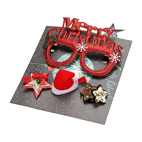 JOERBABU Weihnachts-Haarschmuck mit Weihnachtsmann-Brille, Festival-Party, Haarnadel, Geweih, Haarspange, Cosplay-Kostüm, Kopfschmuck, Geschenk-Set von JOERBABU