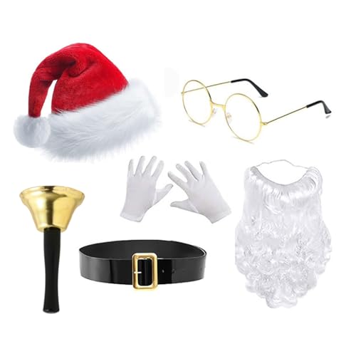 JOERBABU Weihnachtsmann-Anzug, Bartbrille, Handschuhe, Set, Foto-Requisiten, Weihnachtsfeier, Coaplay, Weihnachtsmann, Rollenspiel von JOERBABU