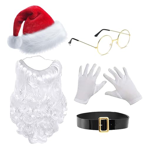 JOERBABU Weihnachtsmann-Anzug, Bartbrille, Handschuhe, Set, Foto-Requisiten, Weihnachtsfeier, Coaplay, Weihnachtsmann, Rollenspiel von JOERBABU