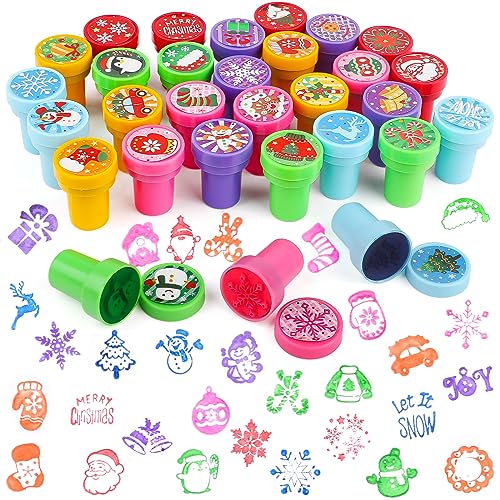 JOFONY Weihnachts Stempel Kinder,30 Stück Spielzeugstempel,Selbstfärbend Stempel für Kinder,Stempelset für Weihnachtspartybeutel Partygeschenke Weihnachtsspielzeug von JOFONY