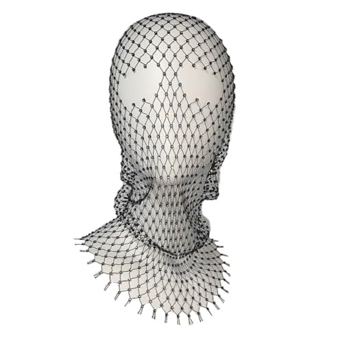 JOFUUM Juwelenbesetzte Strass-Netzmaske, Funkelnde Karnevals-Kopfbedeckung, Nachtclub-Accessoires für Damen, Schwarz von JOFUUM