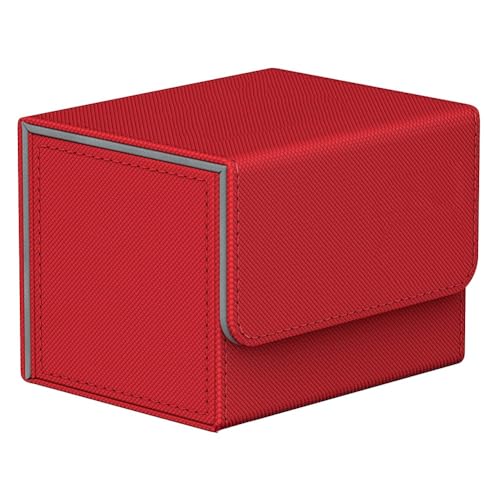 JOFUUM Über 100 Sammelkarten-Deckbox, Sammelkartenspielzeug mit Magnetverschluss, Spielkarten-Aufbewahrung, Spielkarten-Etui, Schutz, Rot von JOFUUM