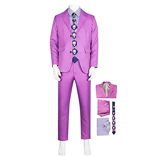 Anime Cosplay Kostüm Jojo's Bizarre Adventure Kira Yoshikage Outfits Uniform 4-Teiliges set Kostüm für Erwachsene Geeignet für Bühnenspiele, Cosplay-Liebhaber, Comics Expo (L, Violett) von JOHLCR