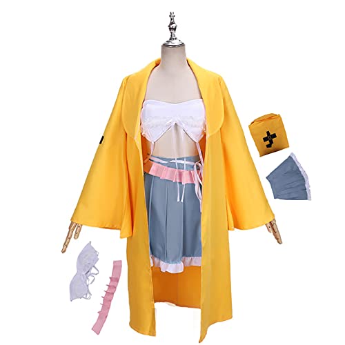 JOHLCR 4-Teiliges Set Anime Cosplay KostüM Danganronpa V3 Angie Yonaga Kleid Anime Kostüm für Erwachsene Geeignet für Halloween, Bühnenspiel, Party (L, Gelb) von JOHLCR