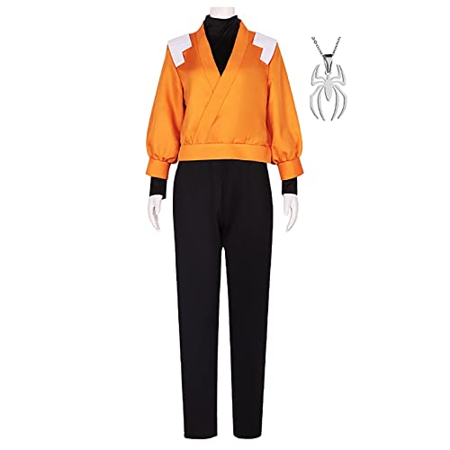 JOHLCR Anime BLEACH Cosplay Kostüm Outfits Uniform mit Halskette Kostüm für Erwachsene Anime-Charakter Shihouin Yoruichi Halloween-Karnevalsparty-Verkleidung (Orange, L) von JOHLCR