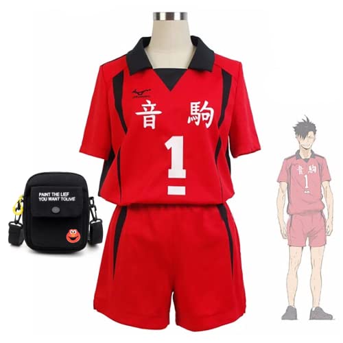 JOHLCR Anime Cosplay Kostüm Haikyuu!! Kuroo Tetsurou Volleyball Uniform Kostüm für Erwachsene Karneval Faschingsparty Verkleiden Sich Geeignet für Bühnenspiele, Geschenke, Comics Expo (Rot, 2XL) von JOHLCR