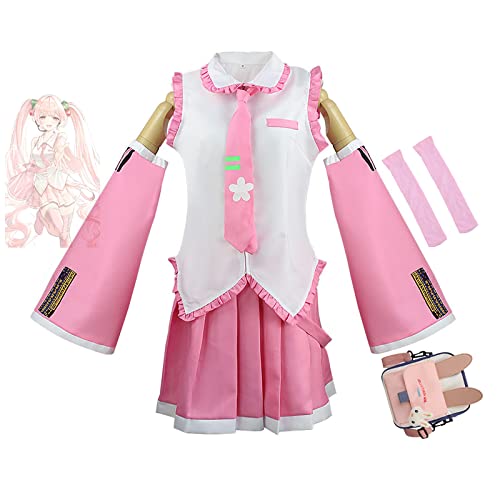 JOHLCR Anime Cosplay Kostüm Hatsune Miku Outfits Kostüm für Erwachsene 6-Teiliges set Karneval Faschingsparty Verkleiden Sich Geeignet für Bühnenspiele, Cosplay-Liebhaber, Comics Expo (Rosa, S) von JOHLCR