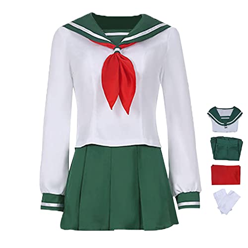 JOHLCR Anime Cosplay Kostüm Inuyasha Kostüm für Halloween Karneval Uniform Matrosenanzug Anime-Charakter Higurashi Kagome Geeignet für Halloween-Karneval, Bühnenspiel (L, Weiß) von JOHLCR