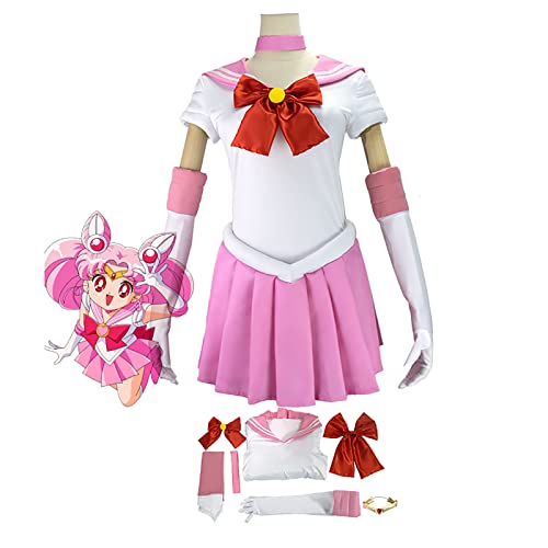 JOHLCR Anime Cosplay Kostüm Sailor Moon Chibiusa Outfits Uniform Kostüm für Erwachsene Party-Dress-Up-set Geeignet für Bühnenspiele, Geschenke, Cosplay-Liebhaber, Comics Expo (2XL, Rosa) von JOHLCR