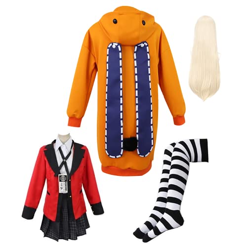 JOHLCR Anime Cosplay Kostüm mit Perücke Kakegurui Yomozuki Runa Kostüm für Halloween Karneval Outfits für Geburtstagsgeschenk, Bühnenspiel (M, Gelb) von JOHLCR