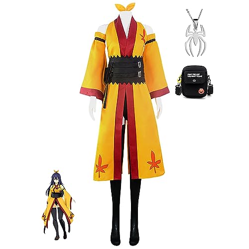 JOHLCR Anime EDENS ZERO Homura Cosplay Kostüm mit Halskette Geschenk für Manga-Liebhaber Kimono-set Kostüm für Halloween Karneval Geeignet für Bühnenaufführungen, Anime-Messen (XL, Gelb) von JOHLCR