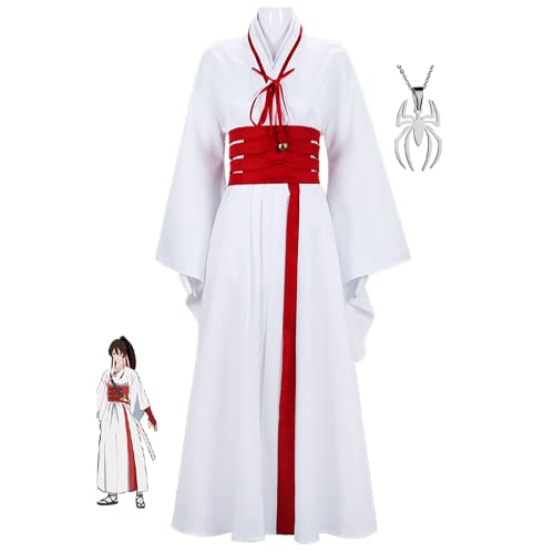 JOHLCR Anime Hell's Paradise: Jigokuraku Cosplay Kostüm Outfits mit Halskette für Halloween Karneval Unisex-Kimono-Komplettset Party Verkleiden Anime Expo-Geschenke (Weiss, XL) von JOHLCR