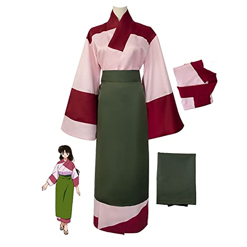 JOHLCR Anime Inuyasha Cosplay Kostüm Kimono Halloween Karneval Kostüm für Erwachsene Sango Einschließlich Kleidung + Gürtel Geeignet für Geburtstagsgeschenke, Theaterstücke (2XL, rosa) von JOHLCR