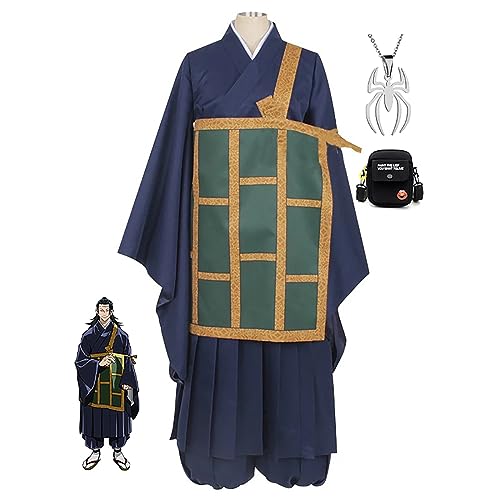 JOHLCR Anime Jujutsu Kaisen Cosplay Kostüm mit Halskette Outfits Uniform Geto Suguru Halloween-Karneval-Party-Verkleidung Geschenk für Manga-Liebhaber Geeignet für Bühnenaufführungen (Blau, M) von JOHLCR