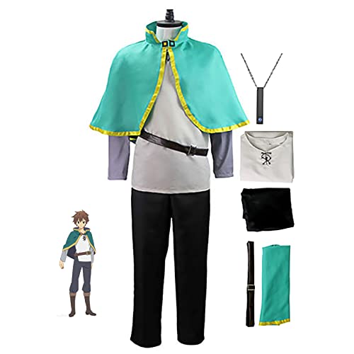 JOHLCR Anime Konosuba Cosplay Kostüm Outfits Uniform mit Halskette Kostüm für Erwachsene Halloween Karnevalsparty Verkleiden Sich Anime-Charakter Satou Kazuma (Grün, L) von JOHLCR