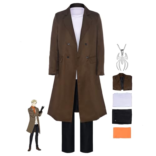 JOHLCR Anime SPY FAMILY Cosplay Kostüm mit Halskette Outfits Uniform für Halloween Karneval Party Outfit Inklusive Kleidung + T-Shirt + Hose + Schal Geeignet für Bühnenspiele, Comics Expo (Braun, S) von JOHLCR