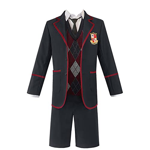 JOHLCR Cosplay Kostüm The Umbrella Academy Cosplay Costume Kostüm für Halloween Karneval 6-Teiliges Set Kostüm für Erwachsene Uniform Geeignet für Halloween, Bühnenspiel, Party (S, Schwarz) von JOHLCR