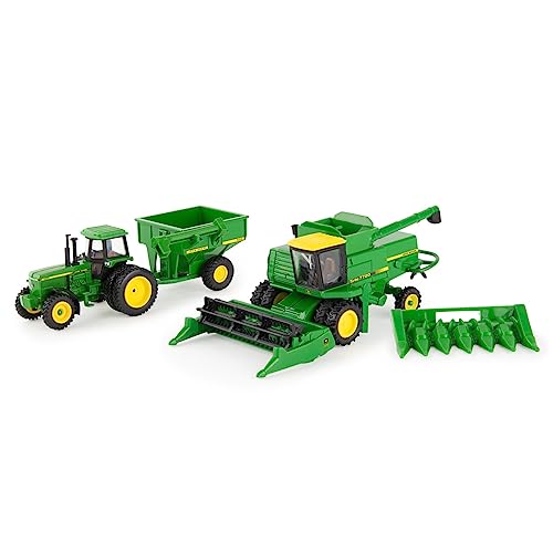 John Deere 1/64 Scale 5 pc Harvesting Set 4555 Tractor, 7720 Combine w/2 Heads, 500 Grain Cart von JOHN DEERE