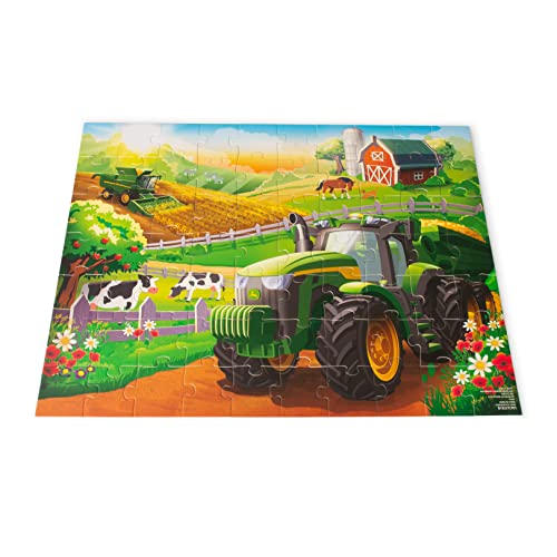 John Deere Kinder-Puzzlebox mit 70 robusten Teilen - Bauernhoftiere und Traktor-Spielzeug-Puzzle-Set - pädagogische Puzzle ab 4 - entspannendes Familien-Puzzle-Brettspiel von TOMY