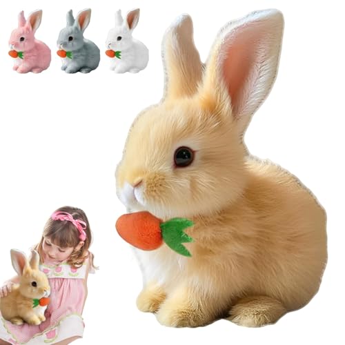 JOHNBOLIN 2025 Neu Hüpfendes Kaninchen, My Realistic Bunny Toy,Interaktives Plüschhasenspielzeug mit Geräuschen, Bewegungen, Wackeln, Hasen Kuscheltiere, Osterhase Plüschtier (Braun) von JOHNBOLIN