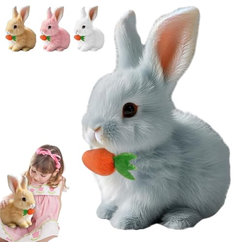 JOHNBOLIN 2025 Neu Hüpfendes Kaninchen, My Realistic Bunny Toy,Interaktives Plüschhasenspielzeug mit Geräuschen, Bewegungen, Wackeln, Hasen Kuscheltiere, Osterhase Plüschtier (Grau) von JOHNBOLIN