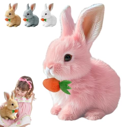 JOHNBOLIN 2025 Neu Hüpfendes Kaninchen, My Realistic Bunny Toy,Interaktives Plüschhasenspielzeug mit Geräuschen, Bewegungen, Wackeln, Hasen Kuscheltiere, Osterhase Plüschtier (Rosa) von JOHNBOLIN